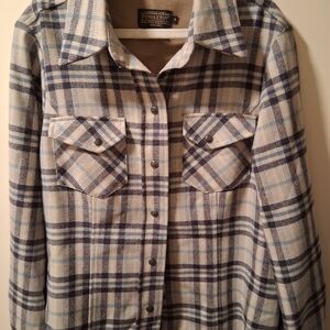 Pendleton Women's Blue and Cream Plaid Button Down Shirt